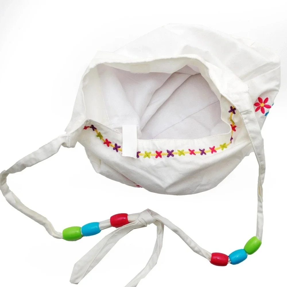 The Childrens Place Shoulder Bag Kids OS White Excellent Floral Boho Beaded